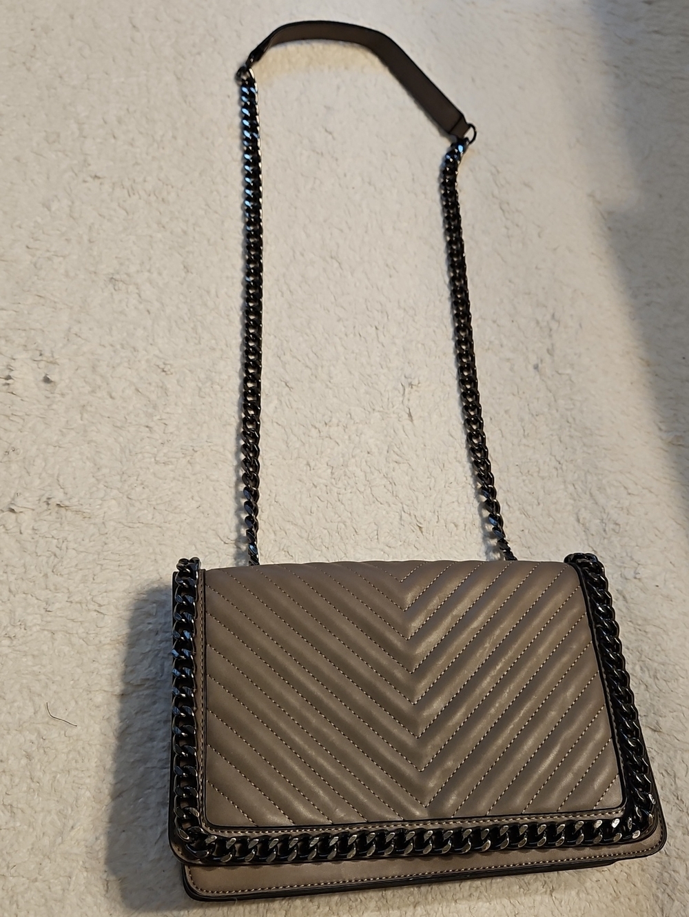 Aldo Quilted Chevron Chain Strap Crossbody Bag - Taupe